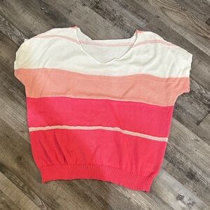 Striped Pink and White Knit Top